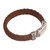Men's leather braided wristband bracelet, 'Tranquil Weave in Brown' - Men's Leather Braided Wristband Bracelet in Brown from Bali (image 2d) thumbail