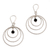 Onyx dangle earrings, 'Gleaming Rings' - Onyx and 925 Sterling Silver Dangle Earrings from Bali