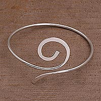 Sterling silver armlet, 'Royal Swirl' - Artisan Crafted Sterling Silver Spiral Armlet from Bali