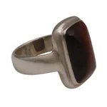 Tiger's eye single stone ring, 'Earthen Pedestal' - Tiger's Eye Single Stone Ring with a Rectangular Crown