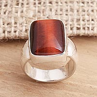 Tigers eye single stone ring, Colors of Earth