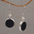 Onyx and cultured pearl dangle earrings, 'Light and Dark Circles' - Onyx and Cultured Pearl Circular Dangle Earrings form Bali (image 2b) thumbail