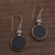 Onyx and cultured pearl dangle earrings, 'Light and Dark Circles' - Onyx and Cultured Pearl Circular Dangle Earrings form Bali (image 2c) thumbail
