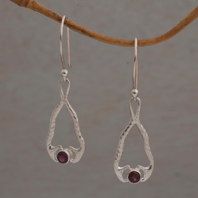 Garnet dangle earrings, Serpentine Talismans