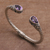 Gold accent amethyst cuff bracelet, 'Teardrop Pebbles' - Gold Accent Teardrop Amethyst Cuff Bracelet from Bali (image 2) thumbail