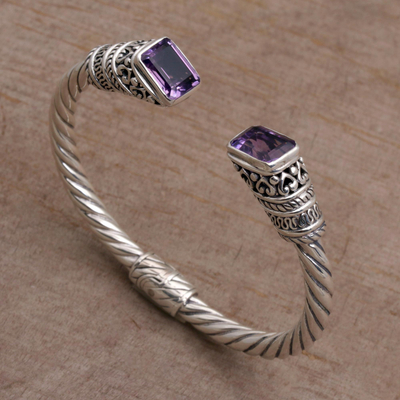 cuff amethyst bracelet sterling silver majestic bali novica