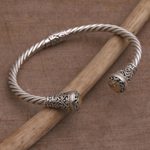 Gold accented sterling silver cuff bracelet, 'Gleaming Sunflowers' - 18k Gold Accented Sterling Silver Cuff Bracelet from Bali