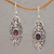 Gold accent garnet dangle earrings, 'Shields of Vines' - 18k Gold Accent Garnet Dangle Earrings from Bali (image 2) thumbail