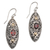 Gold accent garnet dangle earrings, 'Shields of Vines' - 18k Gold Accent Garnet Dangle Earrings from Bali