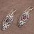 Gold accent garnet dangle earrings, 'Shields of Vines' - 18k Gold Accent Garnet Dangle Earrings from Bali (image 2c) thumbail