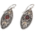 Gold accent garnet dangle earrings, 'Shields of Vines' - 18k Gold Accent Garnet Dangle Earrings from Bali (image 2e) thumbail