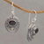 Gold accent garnet dangle earrings, 'Swirling Crests' - Gold Accent Garnet and 925 Silver Earrings from Bali (image 2b) thumbail