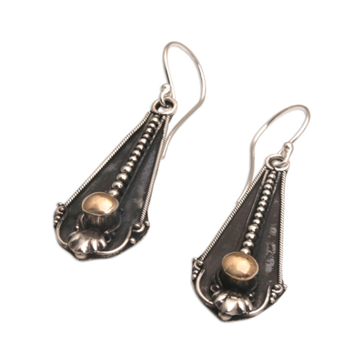 Gold accented sterling silver dangle earrings, 'Bubble Ties' - 18k Gold Accented Sterling Silver Dangle Earrings from Bali