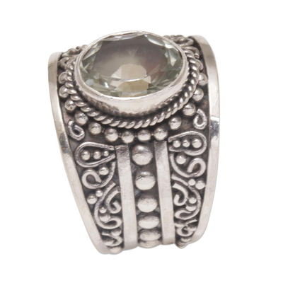Prasiolite and Sterling Silver Single Stone Ring from Bali - Celuk ...
