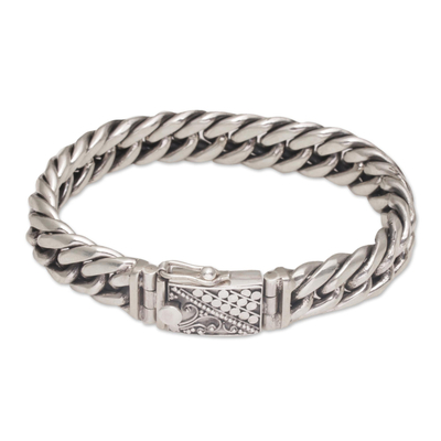 Sterling silver chain bracelet, 'Shining Combination' - Artisan Crafted Sterling Silver Chain Bracelet from Bali