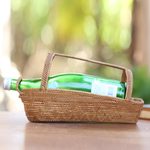 Pandan leaf wine bottle holder, 'Natural Companion' - Handcrafted Pandan Leaf Bottle Holder from Bali
