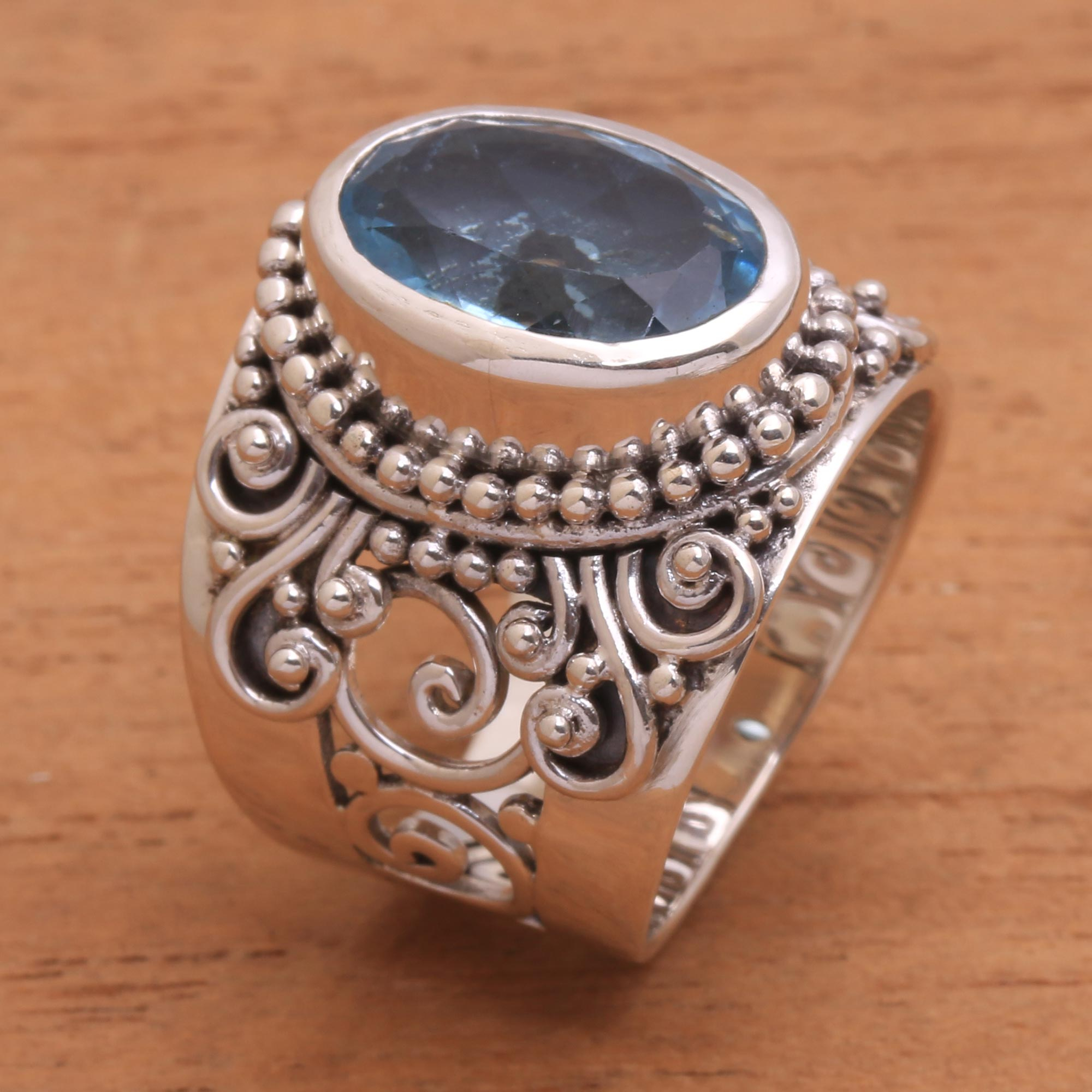 UNICEF Market | Blue Topaz and Sterling Silver Single Stone Ring from ...