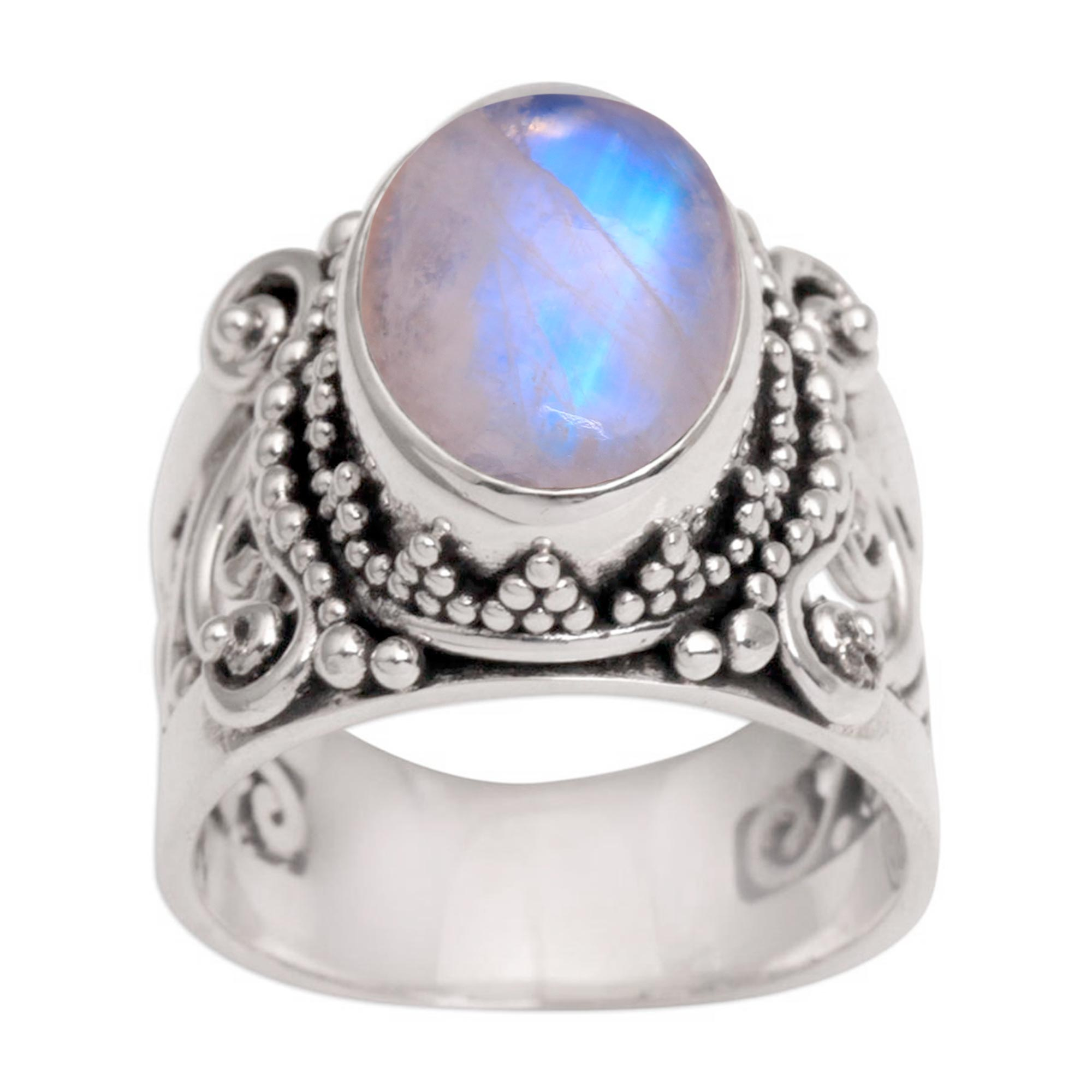 UNICEF Market | Rainbow Moonstone and Sterling Silver Single Stone Ring ...