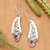 Amethyst dangle earrings, 'Beautiful Vines' - Amethyst and 925 Silver Vine Motif Dangle Earrings from Bali (image 2b) thumbail