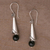 Onyx dangle earrings, 'Floral Cones' - Onyx and Sterling Silver Floral Dangle Earrings from Bali (image 2c) thumbail