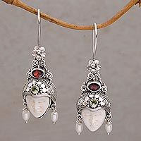 Multi-gemstone dangle earrings, 'Jepun Prince'