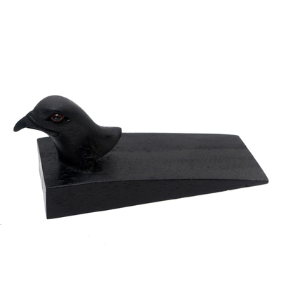 Handcrafted Suar Wood Eagle Doorstop in Black from Bali