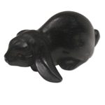 Wood sculpture, 'Begging Rabbit in Black' - Handcrafted Suar Wood Rabbit Sculpture in Black from Bali