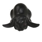 Wood sculpture, 'Begging Rabbit in Black' - Handcrafted Suar Wood Rabbit Sculpture in Black from Bali