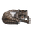 Wood sculpture, 'Adorable Grey Cat' - Painted Suar Wood Sculpture of a Lounging Cat from Bali