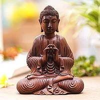 Wood sculpture, Buddha with Vitarka Mudra