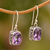 Amethyst dangle earrings, 'Temple Gleam' - Amethyst and Sterling Silver Dangle Earrings from Bali thumbail