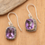 Amethyst dangle earrings, 'Temple Gleam' - Amethyst and Sterling Silver Dangle Earrings from Bali (image 2b) thumbail