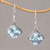 Blue topaz dangle earrings, 'Eyes of Pura' - Blue Topaz and Silver Bubble Motif Dangle Earrings from Bali (image 2) thumbail
