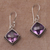 Amethyst dangle earrings, 'Eyes of Pura' - Amethyst and Silver Bubble Motif Dangle Earrings from BAli (image 2c) thumbail