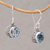 Blue topaz dangle earrings, 'Iridescent Circles' - Round Blue Topaz and Silver Dangle Earrings from Bali (image 2b) thumbail