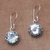 Blue topaz dangle earrings, 'Iridescent Circles' - Round Blue Topaz and Silver Dangle Earrings from Bali (image 2c) thumbail