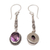 Amethyst dangle earrings, 'Temple Translucence' - Oval Amethyst and Silver Dangle Earrings from Bali
