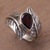Garnet cocktail ring, 'Leafy Caress' - Garnet and Silver Leaf Design Cocktail Ring from Bali (image 2) thumbail