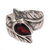 Garnet cocktail ring, 'Leafy Caress' - Garnet and Silver Leaf Design Cocktail Ring from Bali (image 2c) thumbail