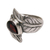 Garnet cocktail ring, 'Leafy Caress' - Garnet and Silver Leaf Design Cocktail Ring from Bali (image 2d) thumbail