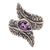 Amethyst cocktail ring, 'Ferny Caress' - Amethyst and Sterling Silver Fern Cocktail Ring from Bali (image 2d) thumbail