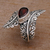 Garnet cocktail ring, 'Ferny Caress' - Garnet and Sterling Silver Fern Cocktail Ring from Bali (image 2) thumbail