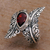 Garnet cocktail ring, 'Ferny Caress' - Garnet and Sterling Silver Fern Cocktail Ring from Bali (image 2c) thumbail