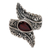 Garnet cocktail ring, 'Ferny Caress' - Garnet and Sterling Silver Fern Cocktail Ring from Bali (image 2d) thumbail