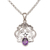 Amethyst pendant necklace, 'Jeweled Mystery' - Amethyst and Sterling Silver Pendant Necklace from Bali