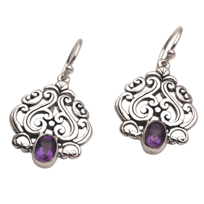 Amethyst and Sterling Silver Dangle Earrings from Bali - Jeweled ...