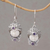 Amethyst dangle earrings, 'Celuk Prince' - Amethyst and Cow Bone Sterling Silver Celuk Dangle Earrings (image 2) thumbail