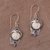 Amethyst dangle earrings, 'Celuk Prince' - Amethyst and Cow Bone Sterling Silver Celuk Dangle Earrings (image 2c) thumbail