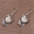 Amethyst dangle earrings, 'Celuk Prince' - Amethyst and Cow Bone Sterling Silver Celuk Dangle Earrings (image 2d) thumbail