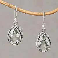 Prasiolite dangle earrings, Sparkling Spring